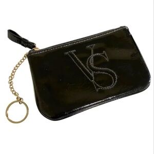 LIKE NEW! Women's Victoria's Secret Black Patent Mini Zip Pouch